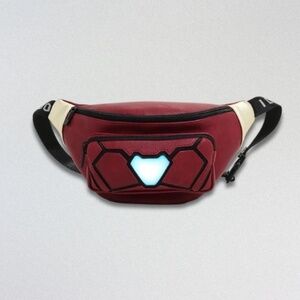 Loungefly Disney Marvel Fanny Pack Bag Iron Man End Game Arc Reactor Red/Gold OS